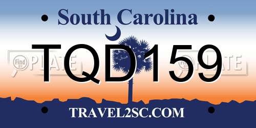 TQD159 South Carolina License Plate