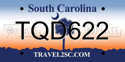 TQD622 South Carolina License Plate
