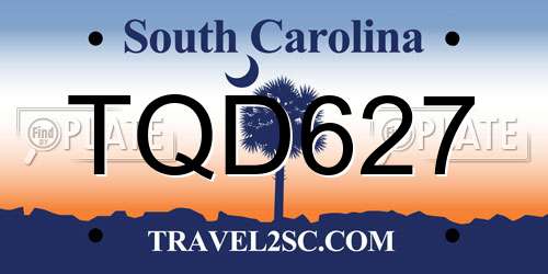 TQD627 South Carolina License Plate