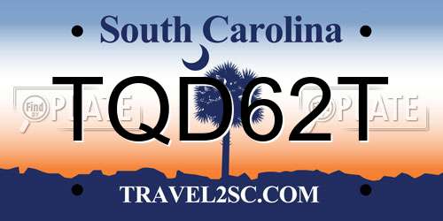 TQD62T South Carolina License Plate