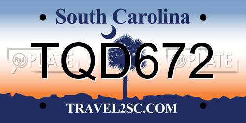 TQD672 South Carolina License Plate