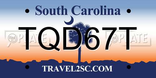 TQD67T South Carolina License Plate