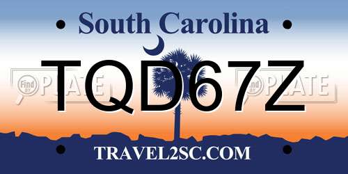 TQD67Z South Carolina License Plate