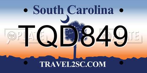 TQD849 South Carolina License Plate