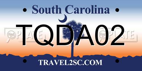 TQDA02 South Carolina License Plate