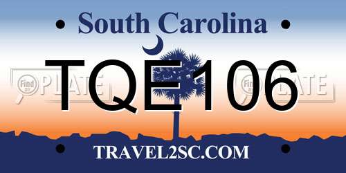 TQE106 South Carolina License Plate
