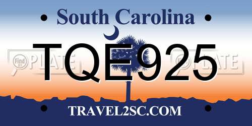 TQE925 South Carolina License Plate