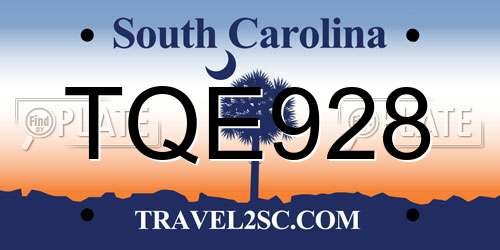 TQE928 South Carolina License Plate