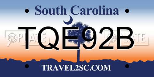 TQE92B South Carolina License Plate