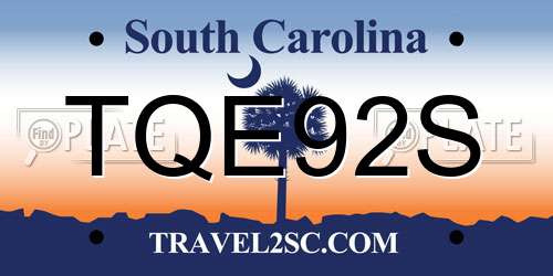 TQE92S South Carolina License Plate