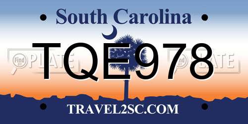 TQE978 South Carolina License Plate