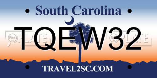 TQEW32 South Carolina License Plate
