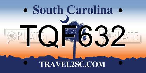 TQF632 South Carolina License Plate