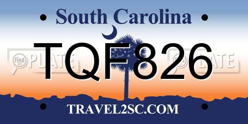 TQF826 South Carolina License Plate