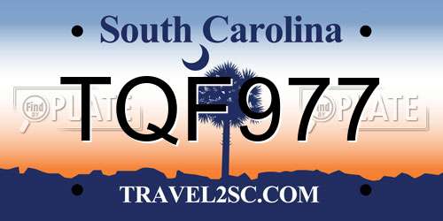 TQF977 South Carolina License Plate