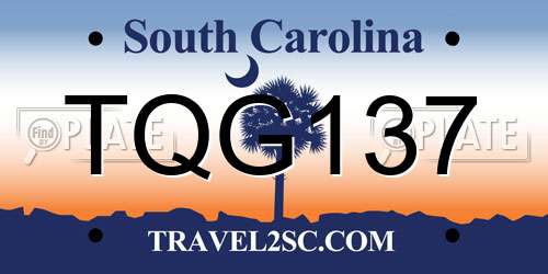 TQG137 South Carolina License Plate