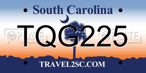 TQG225 South Carolina License Plate