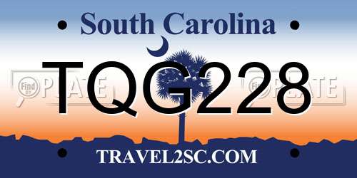 TQG228 South Carolina License Plate