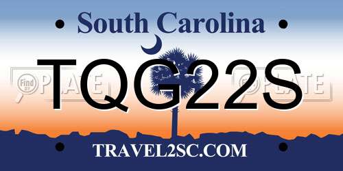TQG22S South Carolina License Plate