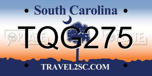 TQG275 South Carolina License Plate