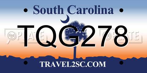 TQG278 South Carolina License Plate