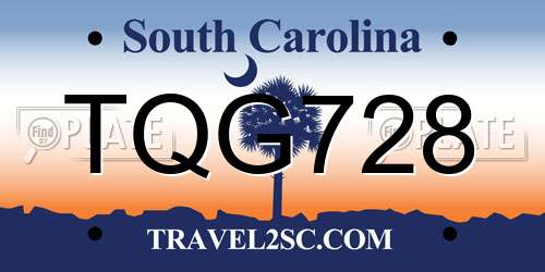 TQG728 South Carolina License Plate