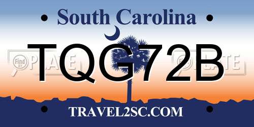 TQG72B South Carolina License Plate
