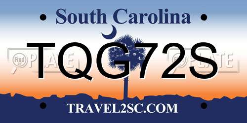 TQG72S South Carolina License Plate