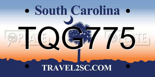 TQG775 South Carolina License Plate