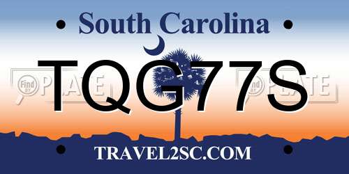 TQG77S South Carolina License Plate