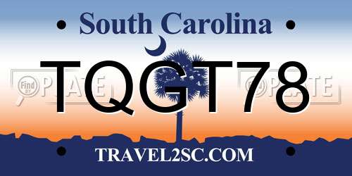 TQGT78 South Carolina License Plate