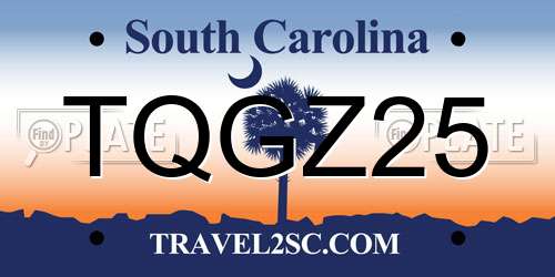 TQGZ25 South Carolina License Plate