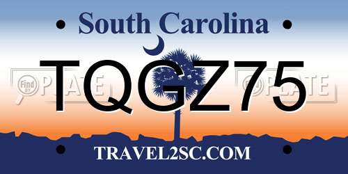 TQGZ75 South Carolina License Plate