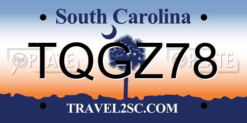 TQGZ78 South Carolina License Plate