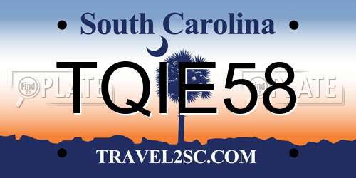 TQIE58 South Carolina License Plate