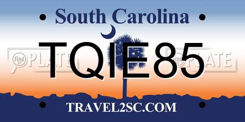 TQIE85 South Carolina License Plate