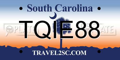 TQIE88 South Carolina License Plate