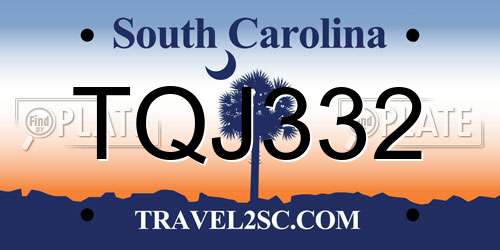 TQJ332 South Carolina License Plate