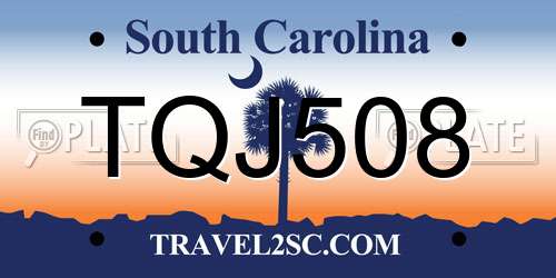 TQJ508 South Carolina License Plate