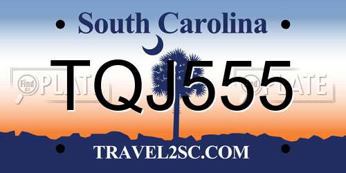 TQJ555 South Carolina License Plate