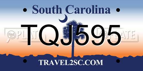 TQJ595 South Carolina License Plate