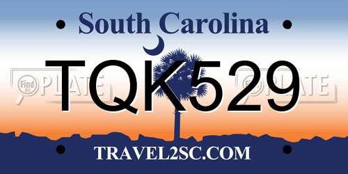 TQK529 South Carolina License Plate