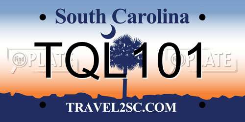 TQL101 South Carolina License Plate