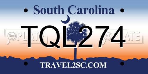 TQL274 South Carolina License Plate
