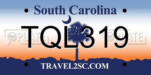 TQL319 South Carolina License Plate
