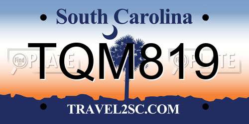 TQM819 South Carolina License Plate