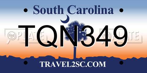 TQN349 South Carolina License Plate