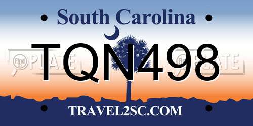 TQN498 South Carolina License Plate