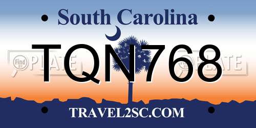 TQN768 South Carolina License Plate