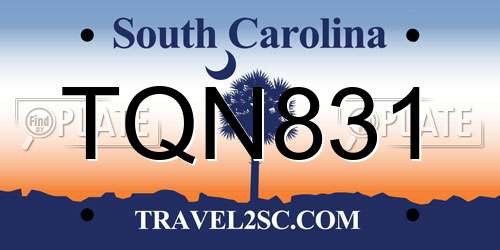 TQN831 South Carolina License Plate